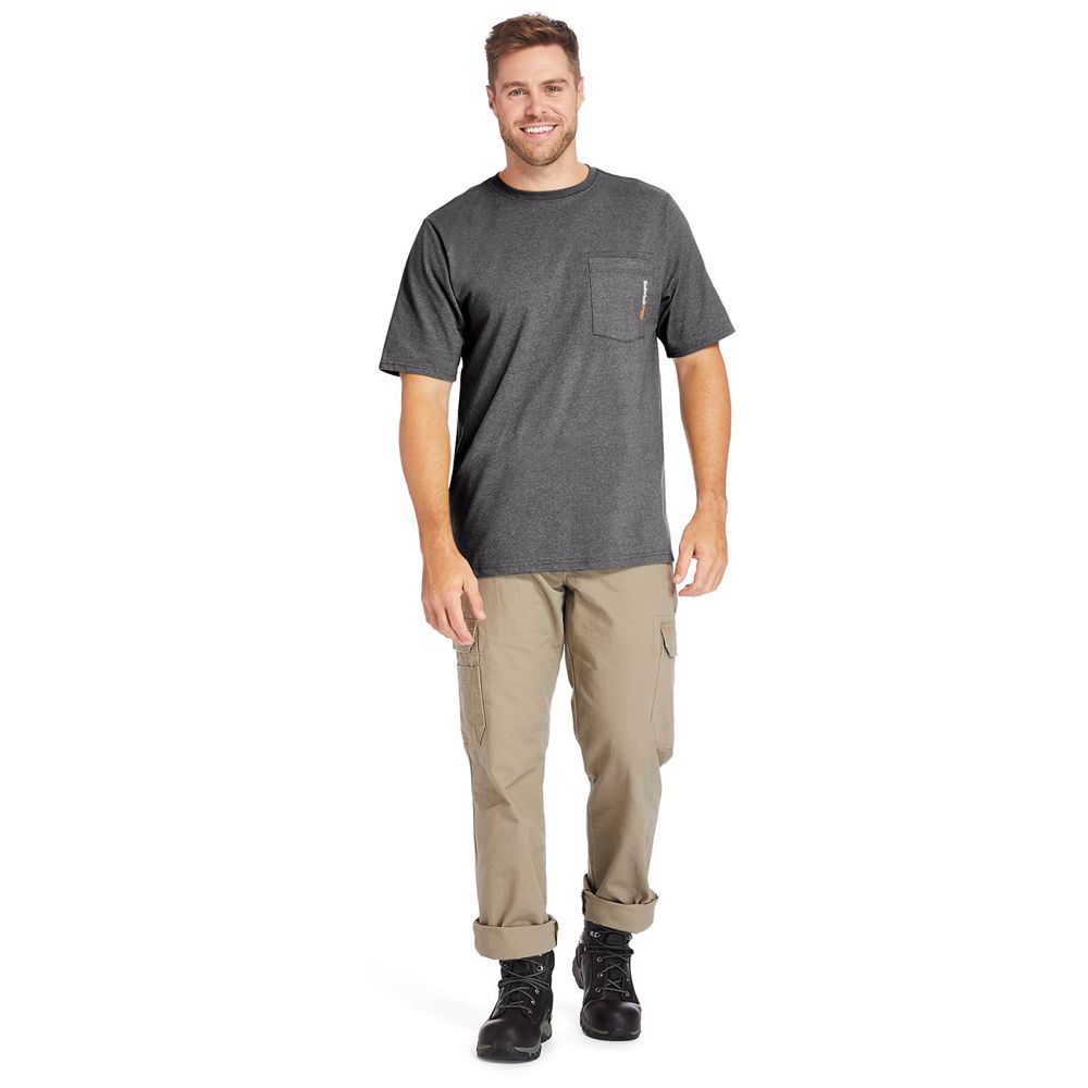 Timberland Mens T-Shirts PRO® Big & Tall Base Plate Short-Sleeve - Dark Grey - India CL5148769